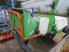 GREENMECH CHIPMASTER 152 TOWED DIESEL ENGINED CHIPPER. LISTER PETTER 3 CYLINDER ENGINE. OWNER RETIRI