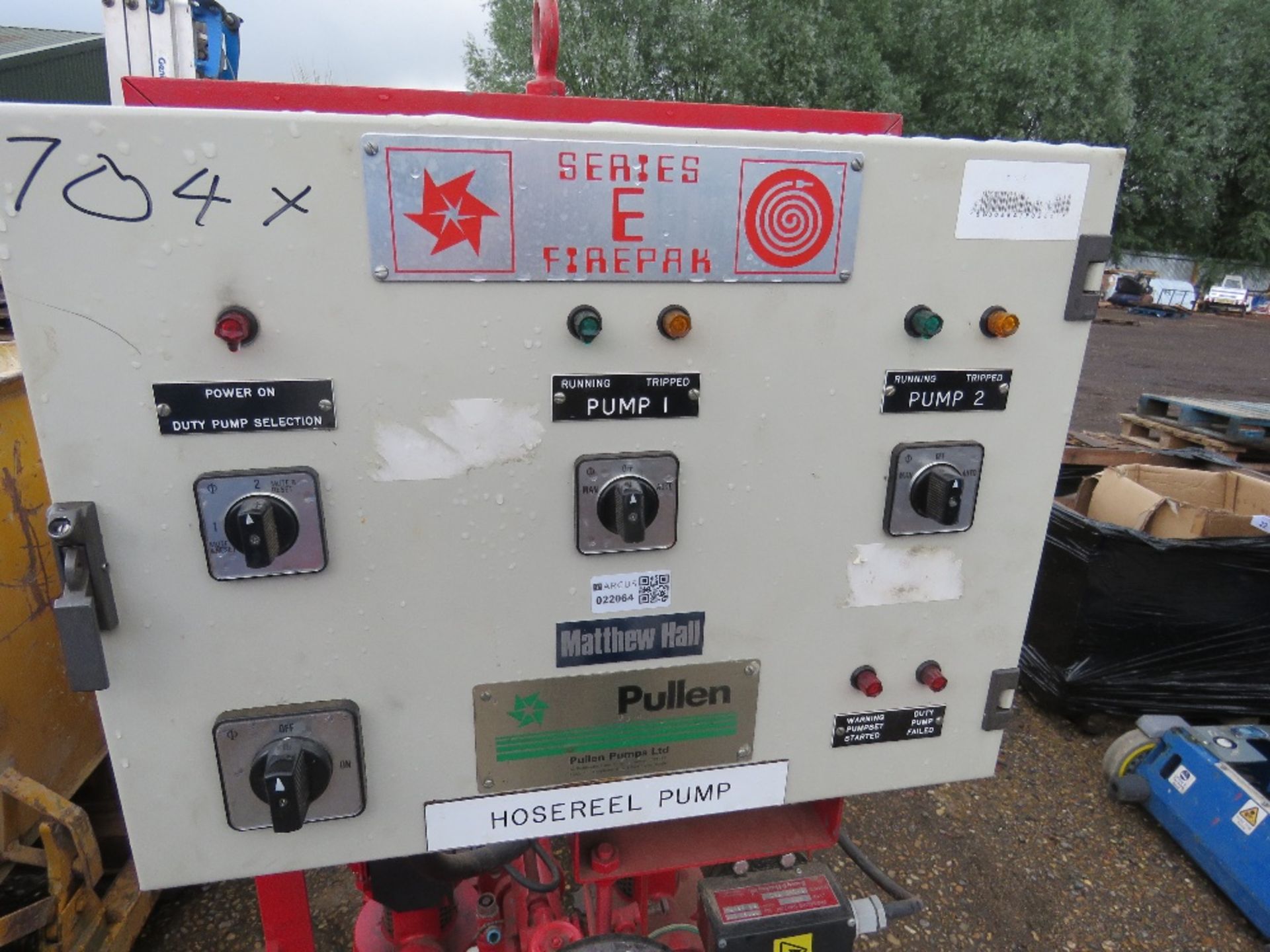 PULLEN SERIES E FIRE PAK TWIN PUMP WATER PUMP UNIT WITH CONTROL PANEL. THIS LOT IS SOLD UNDER TH - Image 6 of 7