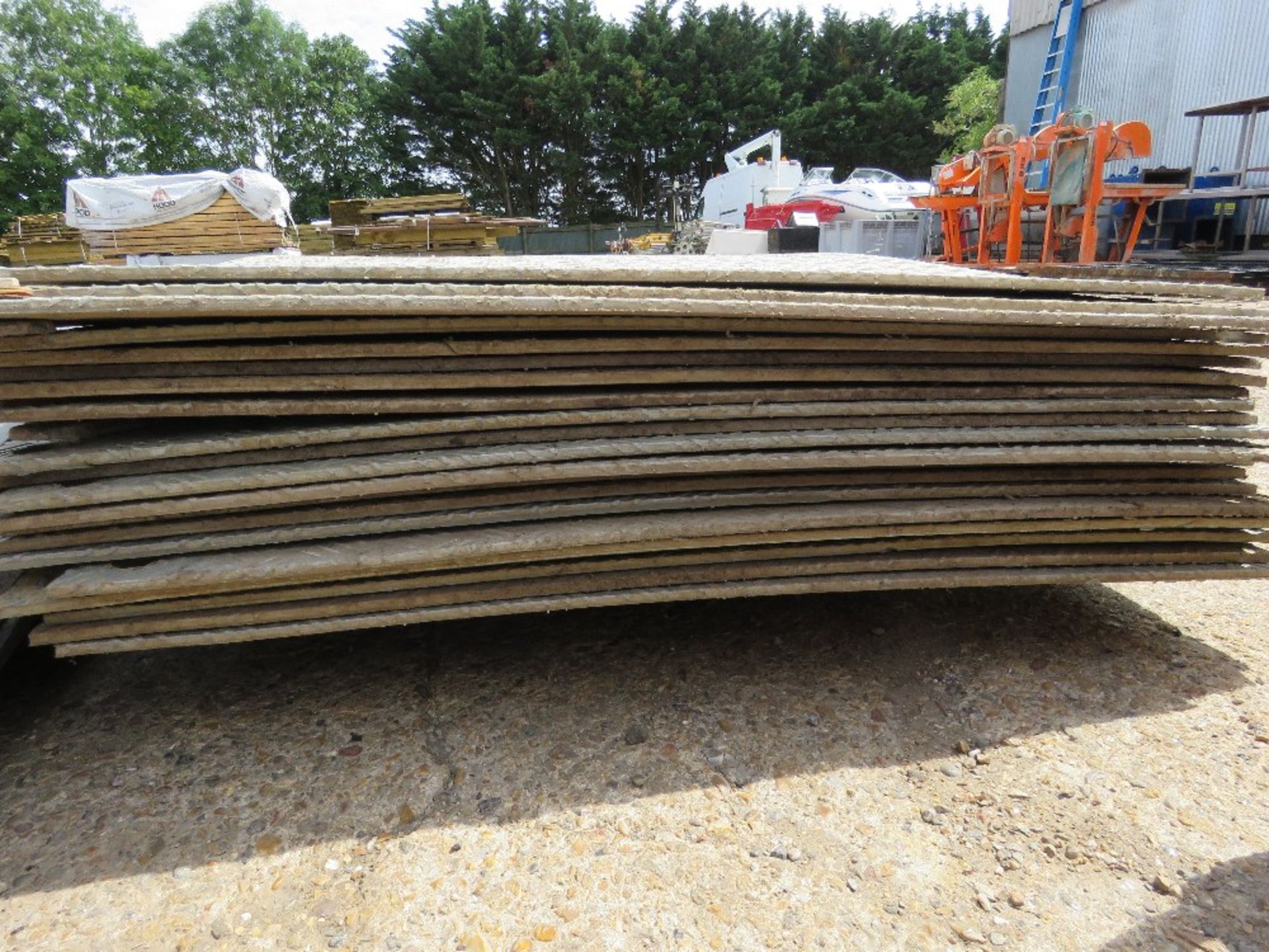 STACK OF GREY TRACK MATS, 10MM THICKNESS: 21NO APPROX @ 1.25M X 2.5M. DIRECT FROM LOCAL DEPOT CLOSU - Image 3 of 6