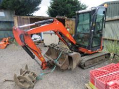 KUBOTA U27 RUBBER TRACKED EXCAVATOR YEAR 2017 BUILD. 2568 REC HOURS. SN:WKFRGH11002060548. WITH 4NO