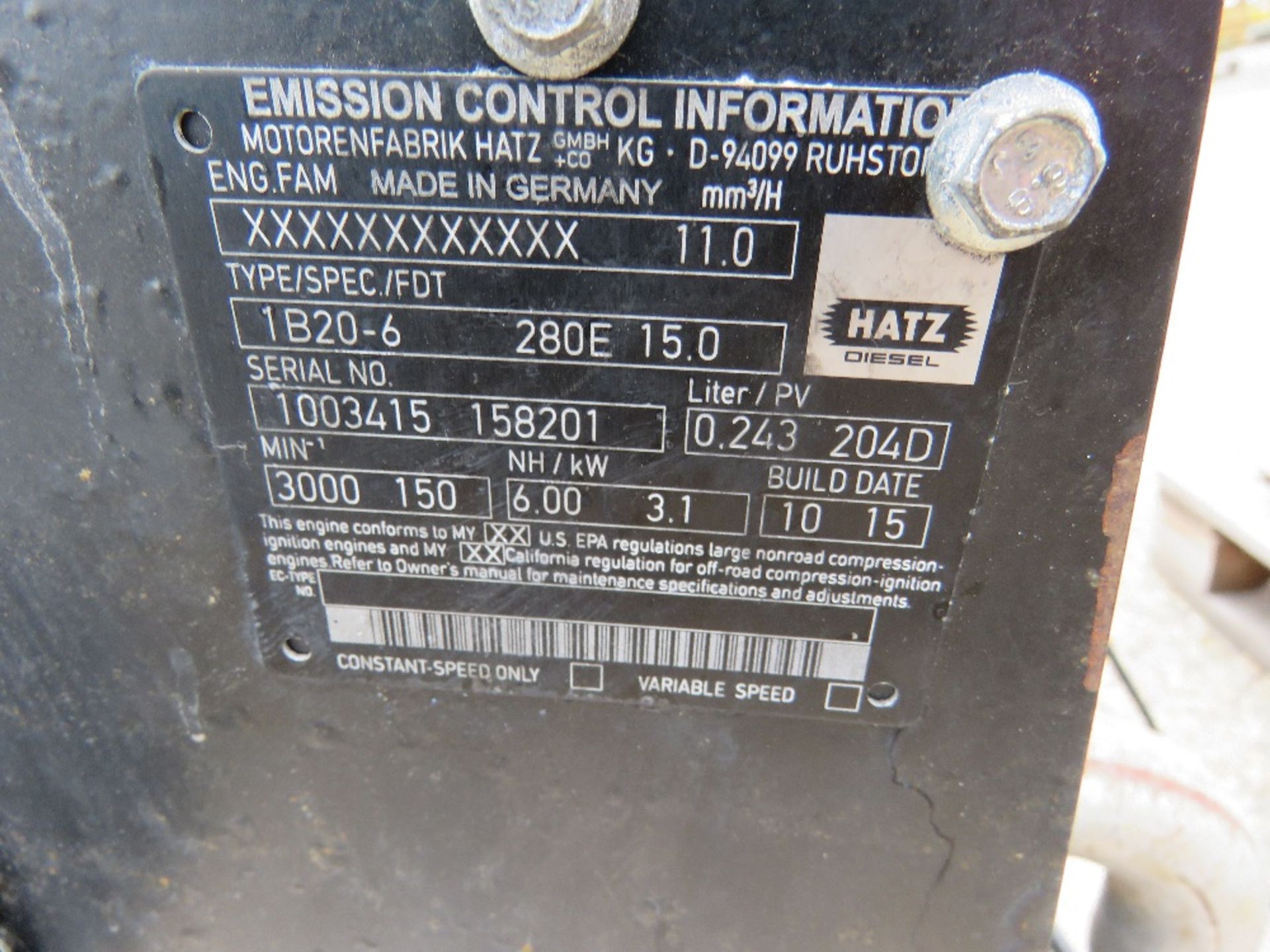 HATZ DIESEL ENGINED PACKAGED GENERATOR SET WITH CONTROL UNIT, 3.1KW RATED OUTPUT. - Image 5 of 5