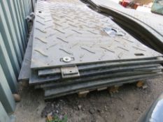 STACK OF BLACK INTERLOCKING TRACK MATS, 15MM THICKNESS: 11NO APPROX @ 1.2M X 2.4M. DIRECT FROM LOCA