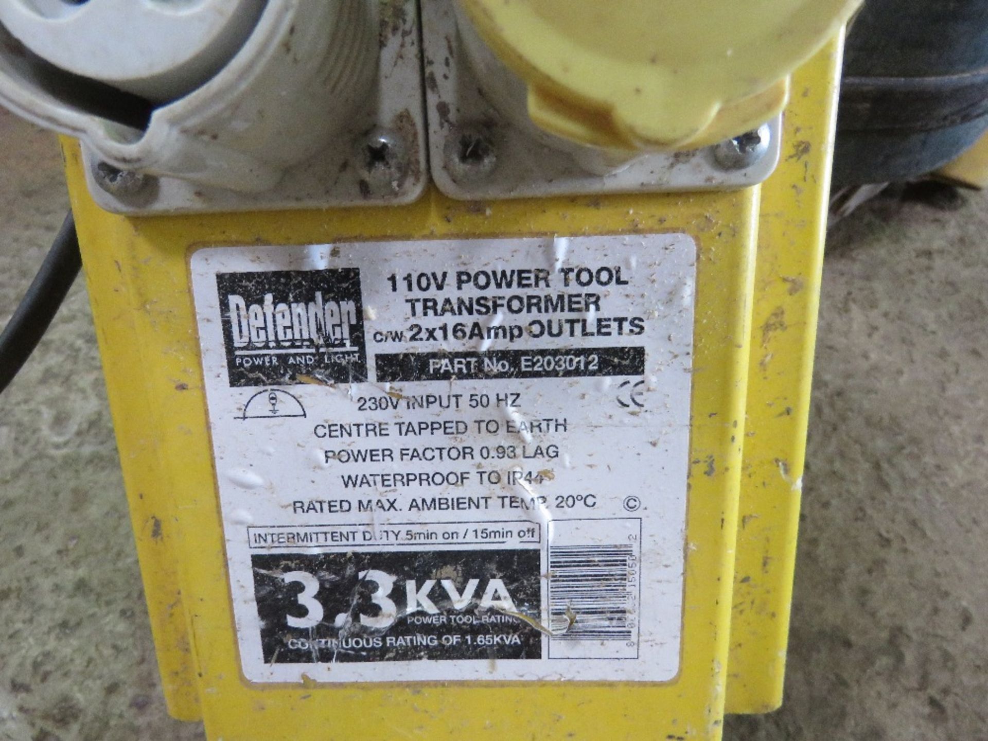 110VOLT TRANSFORMER. THIS LOT IS SOLD UNDER THE AUCTIONEERS MARGIN SCHEME, THEREFORE NO VAT WILL - Image 2 of 2