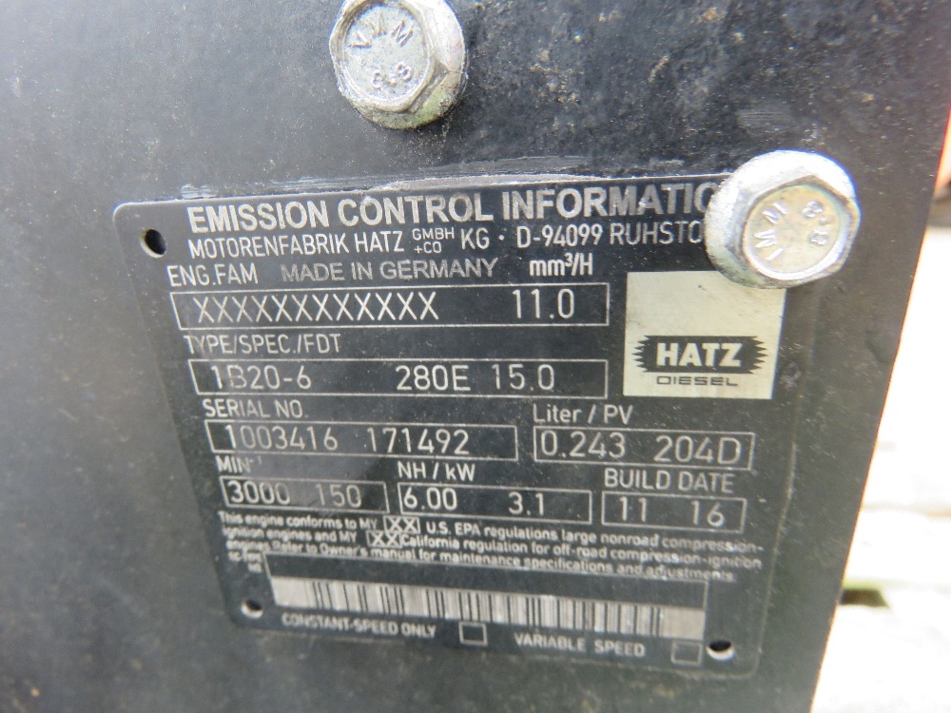 HATZ DIESEL ENGINED PACKAGED GENERATOR SET WITH CONTROL UNIT, 3.1KW RATED OUTPUT. - Image 6 of 6