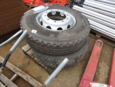 2NO LORRY WHEELS AND TYRES, 295/80R22.5 SIZE. THIS LOT IS SOLD UNDER THE AUCTIONEERS MARGIN SCHEM