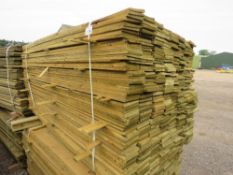 LARGE PACK OF PRESSURE TREATED FEATHER EDGE FENCE CLADDING TIMBER BOARDS. 1.8M LENGTH X 100MM WIDTH
