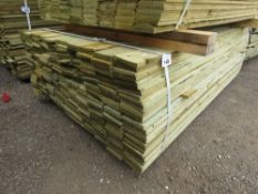 LARGE PACK OF PRESSURE TREATED FEATHER EDGE FENCE CLADDING TIMBER BOARDS. 1.64M LENGTH X 100MM WIDTH