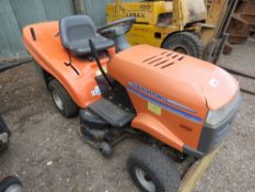 HUSQVARNA CT130 RIDE ON MOWER WITH COLLECTOR. WHEN TESTED WAS SEEN TO DRIVE, STEER, BRAKE AND MOWERS