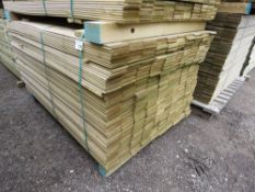 LARGE PACK OF PRESSURE TREATED HIT AND MISS FENCE CLADDING TIMBER BOARDS. 1.44M LENGTH X 100MM WIDTH