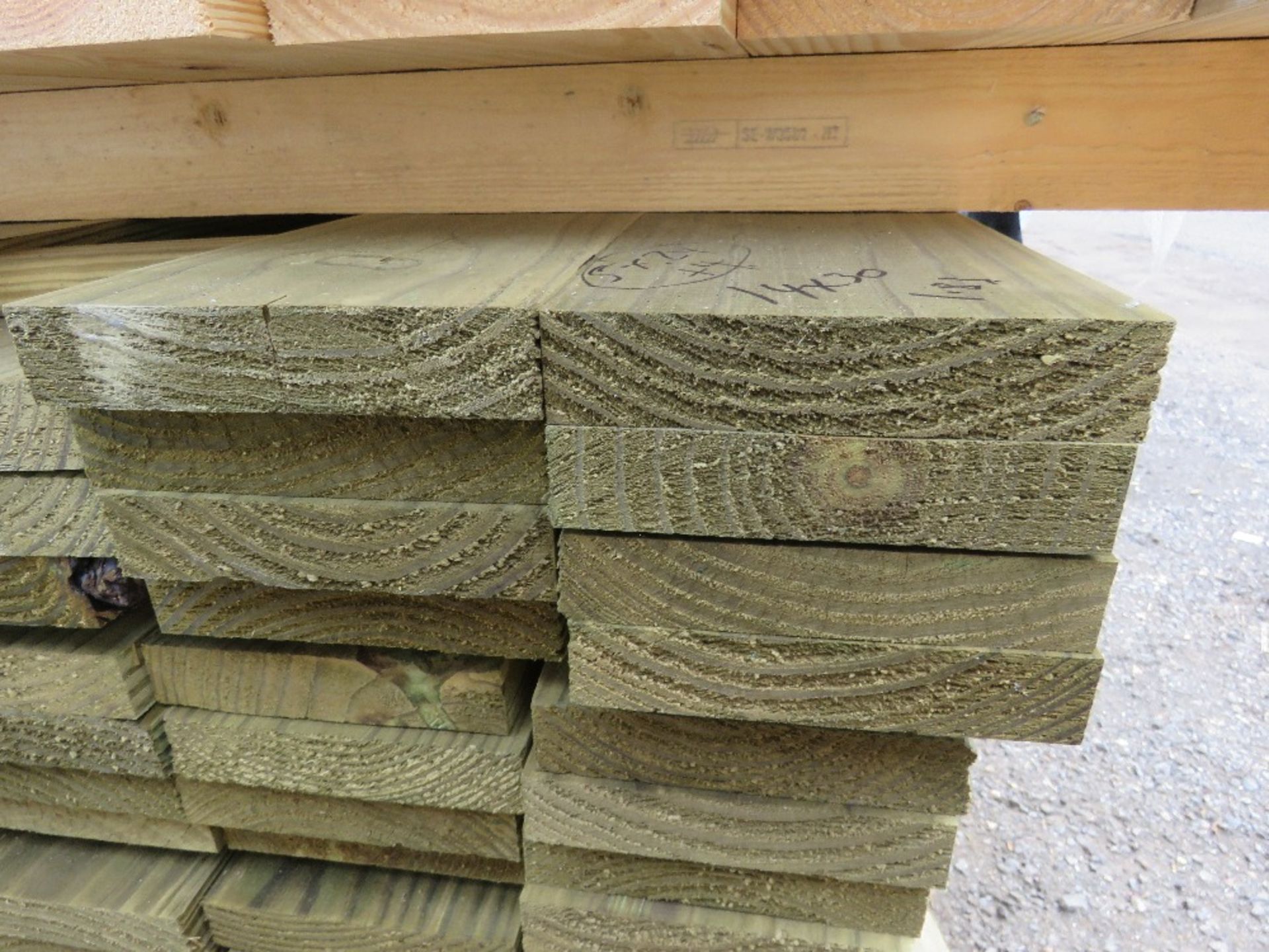 PACK OF PRESSURE TREATED TIMBER BOARDS 140MM X 30MM APPROX @ 1.83M LENGTH. 124NO IN TOTAL APPROX. - Image 3 of 3