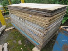 LARGE PACK OF PRE USED PLYWOOD BOARDS, 60NO IN TOTAL APPROX, MAINLY 18MM THICK. THIS LOT IS SOLD