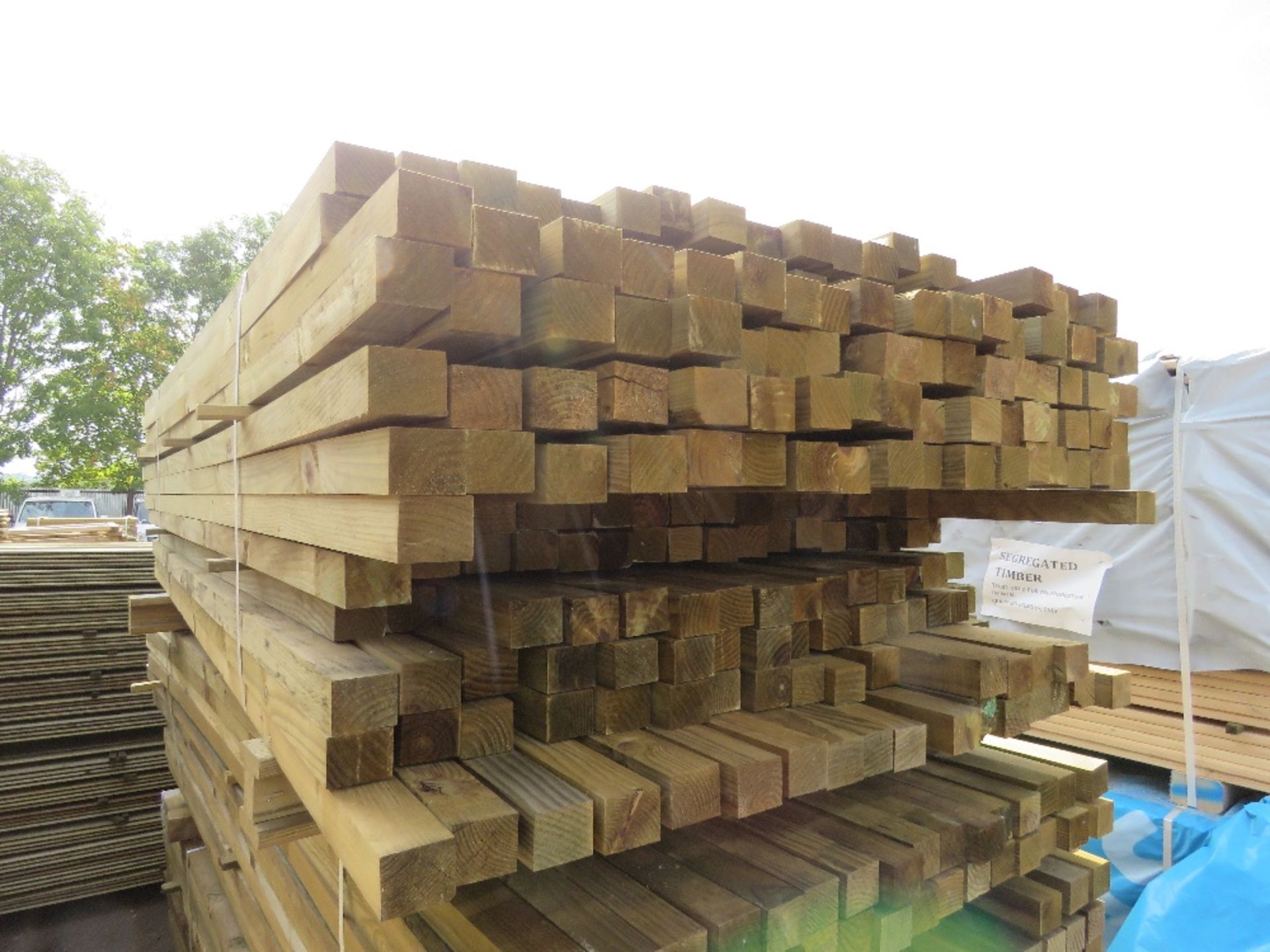 LARGE PACK OF TREATED TIMBER BATTENS / POSTS 52MM X45MM APPROX 2.0M -2.7M LENGTH APPROX. 200NO PIECE