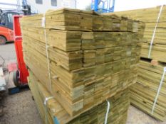 LARGE PACK OF PRESSURE TREATED FEATHER EDGE FENCE CLADDING TIMBER BOARDS. 1.50M LENGTH X 100MM WIDTH