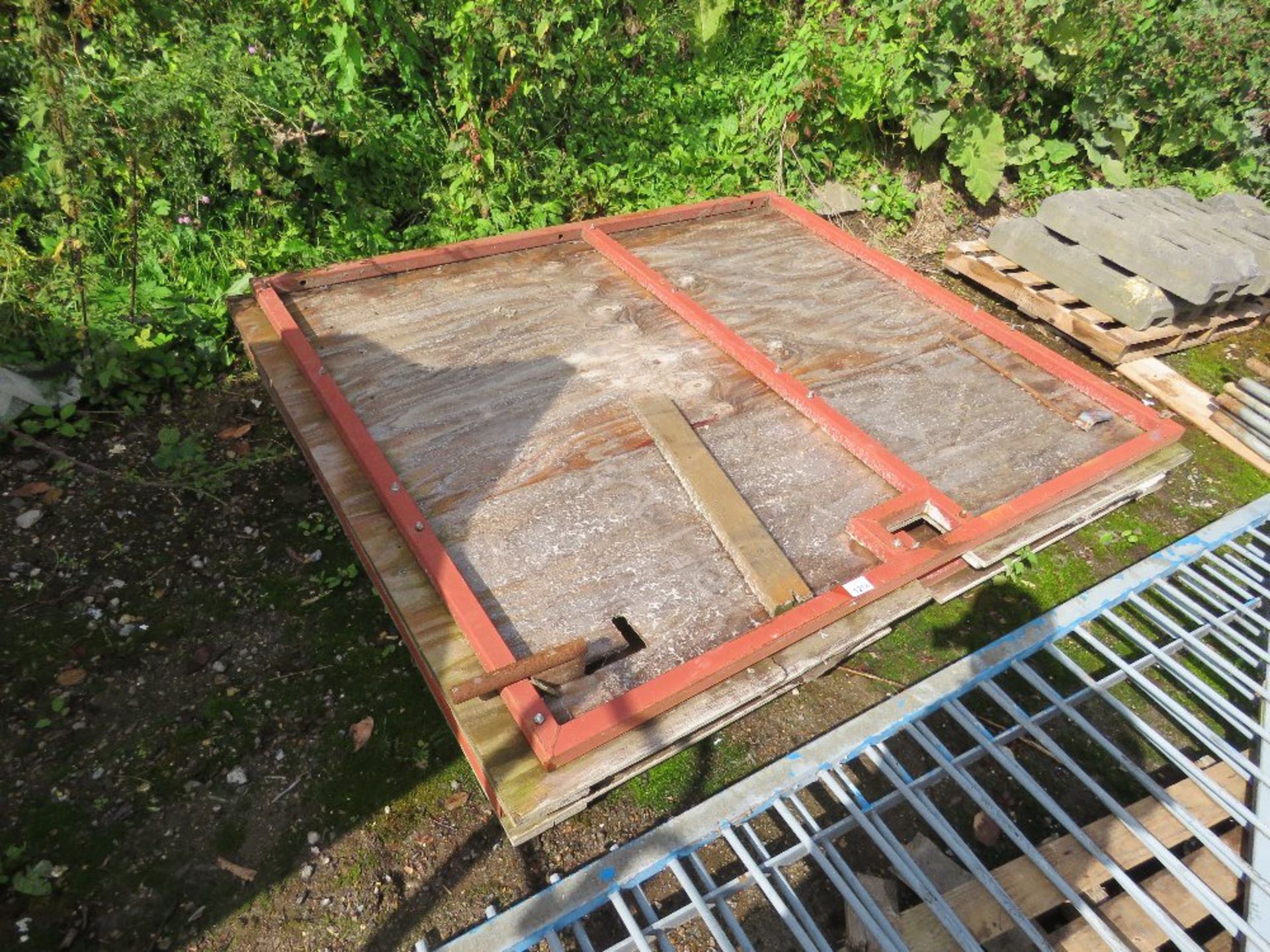 2NO PLYWOOD CLAD SITE GATES 2M WIDTH X 2.3M HEIGHT EACH APPROX. THIS LOT IS SOLD UNDER THE AUCTIO