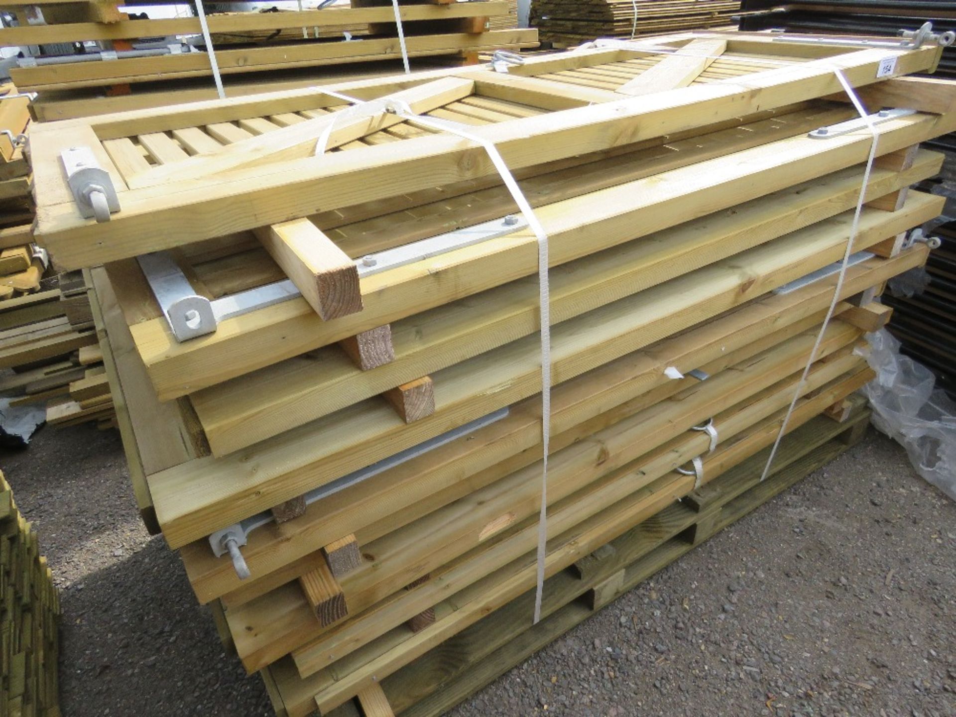 STACK OF 10NO ASSORTED WOODEN PEDESTRIAN GATES. - Image 2 of 3