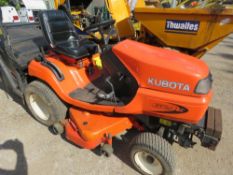 KUBOTA G21E RIDE ON MOWER WITH HIGH DISCHARGE COLLECTOR, YEAR 2014. WHEN TESTED WAS SEEN TO RUN, DRI