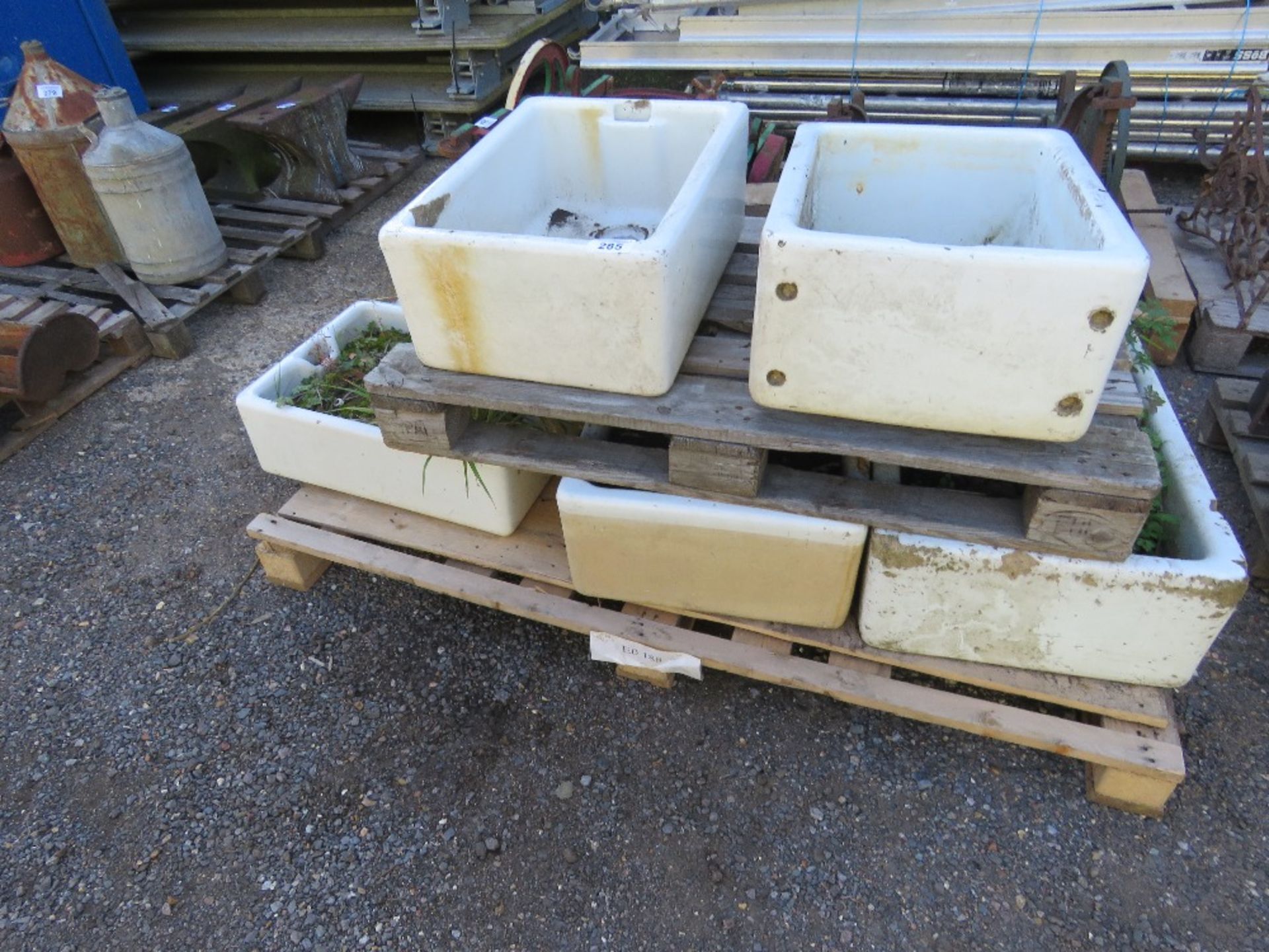 6NO STONE BUTLER SINK PLANTERS. THIS LOT IS SOLD UNDER THE AUCTIONEERS MARGIN SCHEME, THEREFORE N