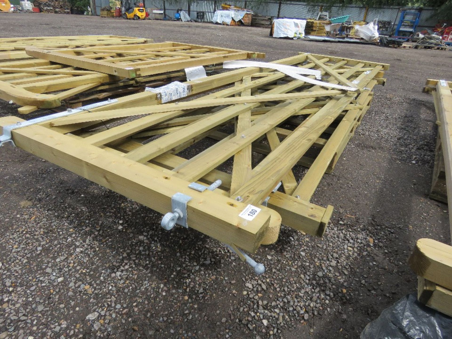 3NO WOODEN FIELD GATES; 4.2M, 3.9M AND 3.6M WIDTH.