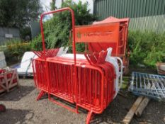 30NO RED AND WHITE PEDESTRIAN BARRIERS PLUS A GATE. THIS LOT IS SOLD UNDER THE AUCTIONEERS MARGIN