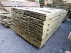 LARGE PACK OF PRESSURE TREATED HIT AND MISS FENCE CLADDING BOARDS: 1.75M LENGTH X 100MM WIDTH APPROX