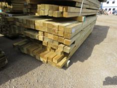 LARGE PACK OF TREATED TIMBER BATTENS / POSTS 70MM X50MM APPROX 2.0M -2.7M LENGTH APPROX. 150NO PIECE