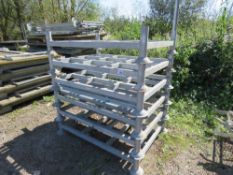 6 X GALVANISED STACKING STILLAGES WITH POSTS.