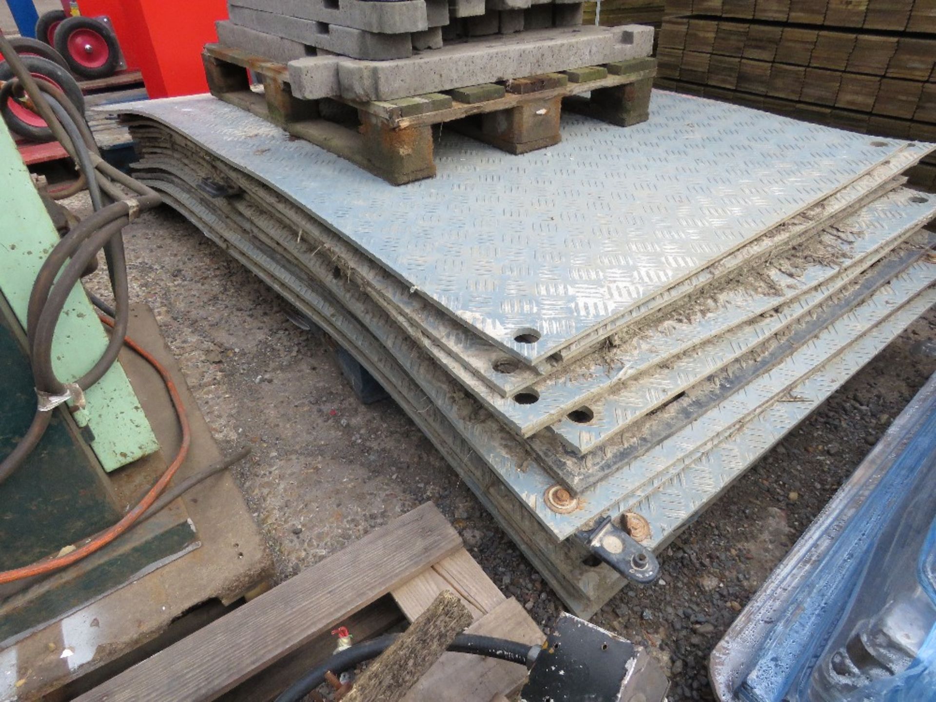 STACK OF GREY TRACK MATS, 10MM THICKNESS: 19NO APPROX @ 1.25M X 2.5M. DIRECT FROM LOCAL DEPOT CLOSU