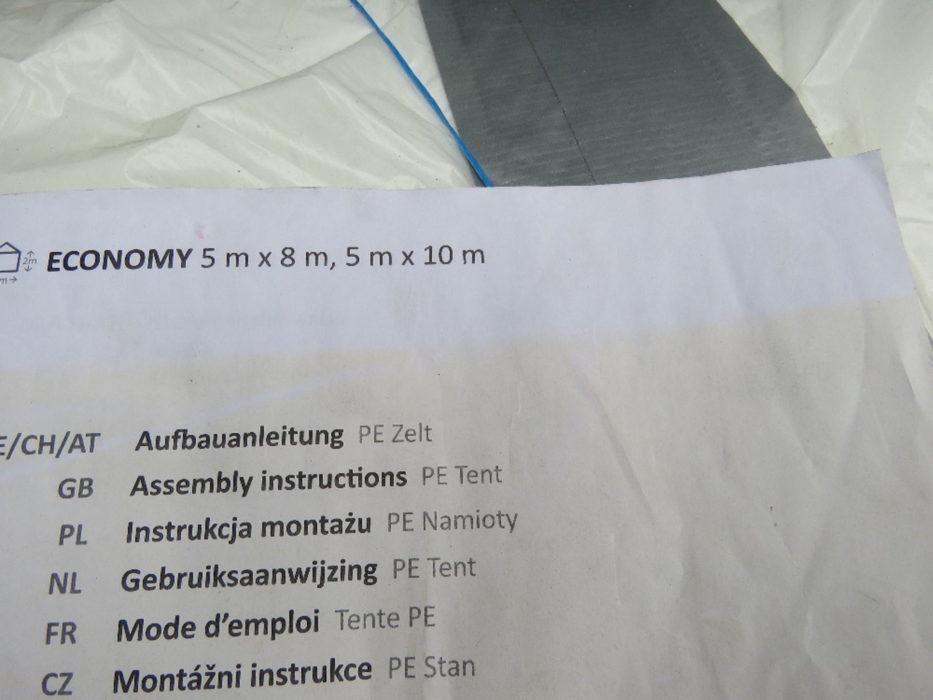 2 X MARQUEE TYPE TENT COVERS, USED ONCE 4M X 6M PLUS 5M X 8M APPROX WITH ONE SET OF POLES SUITABLE F - Image 6 of 9