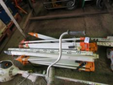 4 X SURVEY TRIPODS PLUS 3NO MEASURING STAFFS.