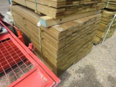 LARGE PACK OF PRESSURE TREATED HIT AND MISS FENCE CLADDING TIMBER BOARDS. 1.57M LENGTH X 100MM WIDTH