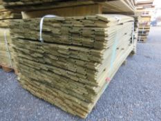 LARGE PACK OF PRESSURE TREATED SHIPLAP TYPE FENCE CLADDING TIMBER BOARDS. 1.73M LENGTH X 100MM WIDTH