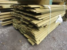LARGE PACK OF TREATED SHIPLAP TIMBER CLADDING BOARDS: MIXED 1.6-1.9M LENGTH X 100MM WIDTH APPROX.