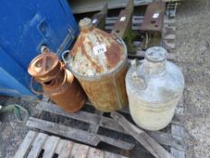 3 X VINTAGE FUEL CANS. THIS LOT IS SOLD UNDER THE AUCTIONEERS MARGIN SCHEME, THEREFORE NO VAT WIL