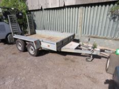BID INCREMENT NOW £40!! twin axled plant trailer on ball hitch coupling.
