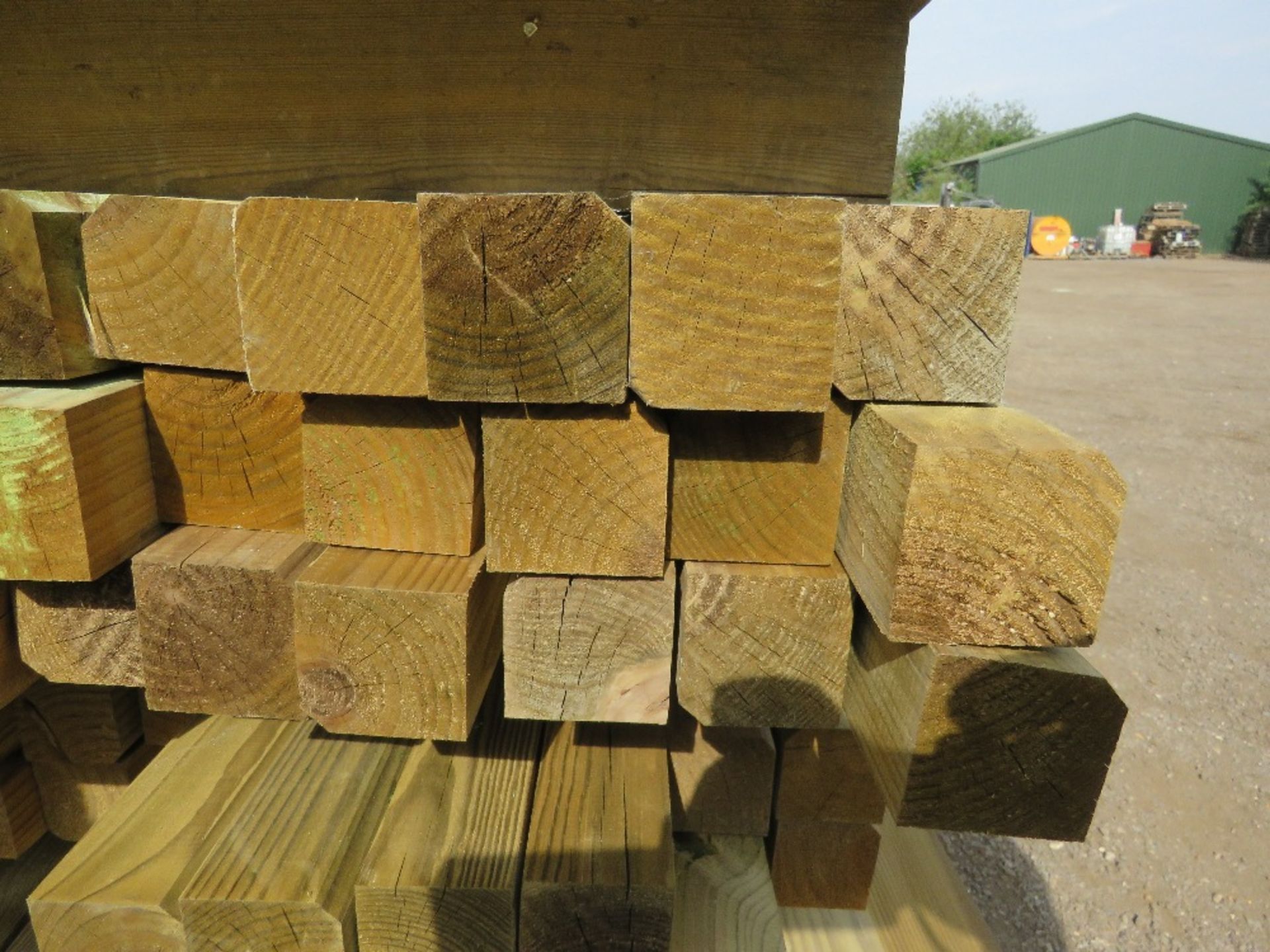 LARGE PACK OF TREATED TIMBER BATTENS / POSTS 55MM X55MM APPROX 2.0M -2.7M LENGTH APPROX. 90NO PIECES - Image 2 of 2