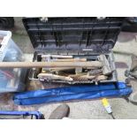 SLEDGE HAMMER, DRAIN RODS PLUS ASSORTED TOOLS. THIS LOT IS SOLD UNDER THE AUCTIONEERS MARGIN SCHE