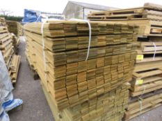 LARGE PACK OF PRESSURE TREATED HIT AND MISS FENCE CLADDING BOARDS: 1.75M LENGTH X 100MM WIDTH APPROX
