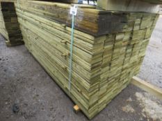 EXTRA LARGE PACK OF TREATED FEATHER EDGE TIMBER CLADDING BOARDS: 1.8M LENGTH X 100MM WIDTH APPROX.