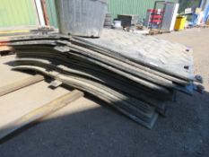 STACK OF APPROXIMATELY 23NO BLACK HEAVY DUTY TRACK MATS 1.2M X 2.4M X 15MM APPROX WITH A QUANTITY OF