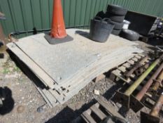 STACK OF APPROXIMATELY 19NO GREY TRACK MATS 1.25M X 2.47M X 10MM APPROX WITH A QUANTITY OF JOINERS.