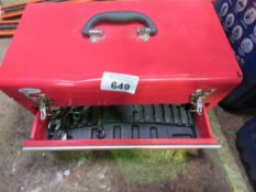 RED TOOL BOX CONTAINING TOOLS AND SPANNERS ETC. DIRECT FROM LOCAL LANDSCAPE COMPANY WHO ARE CLOSING
