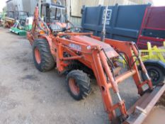 KUBOTA B20 COMPACT 4WD TRACTOR WITH FOREND LOADER AND BACKACTOR. WHEN TESTED WAS SEEN TO DRIVE, STEE