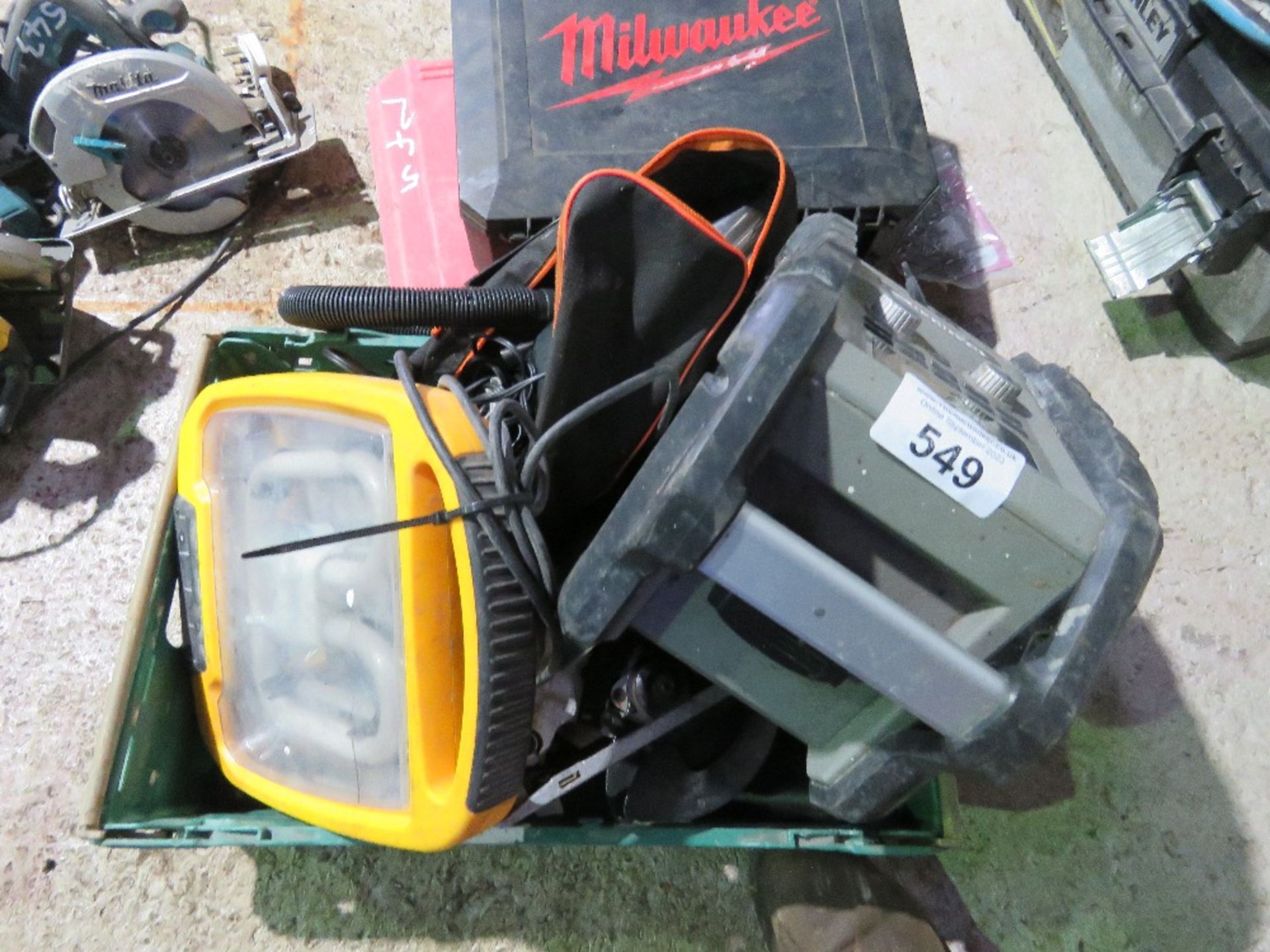 RADIO, LIGHT AND ASSORTED TOOLS ETC. THIS LOT IS SOLD UNDER THE AUCTIONEERS MARGIN SCHEME, THEREF