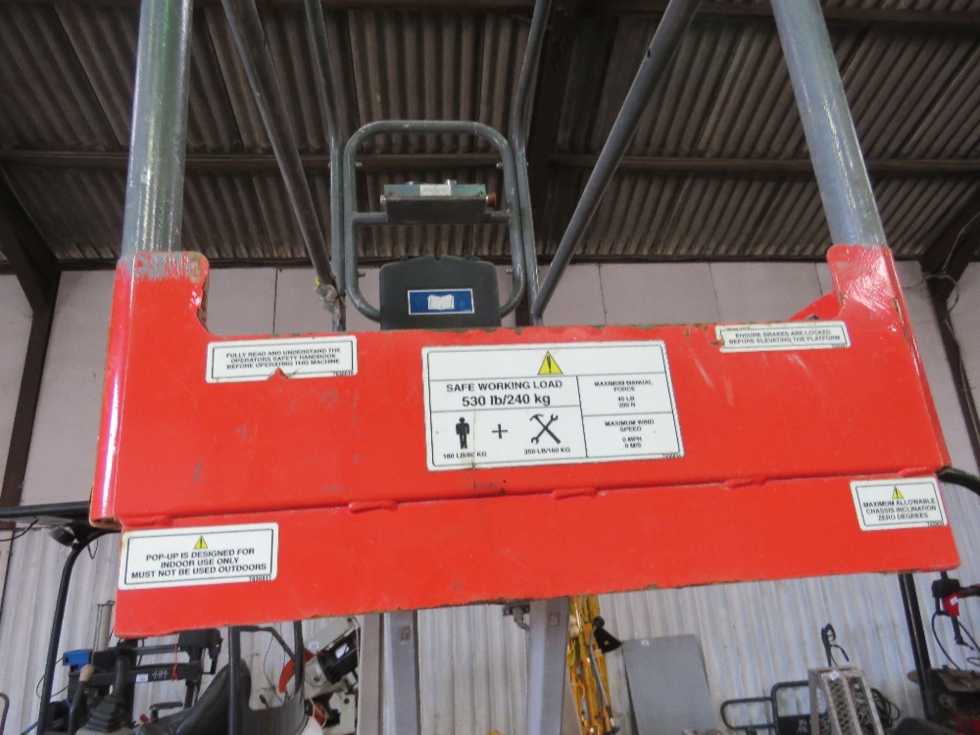 POPUP PUSH 6 PRO SCISSOR ACCESS LIFT. WHNE TESTED WAS SEEN TO LIFT AND LOWER. - Image 10 of 10