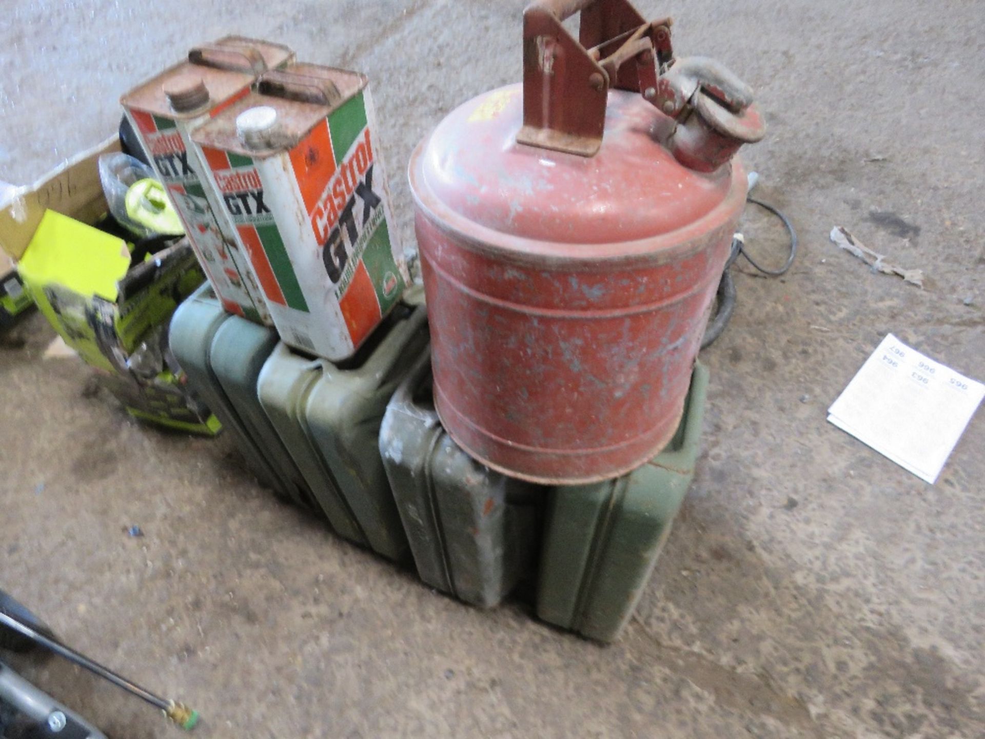 4 X GERRY CANS, A FUEL CANNISTER AND 2 NO GTX CANS. THIS LOT IS SOLD UNDER THE AUCTIONEERS MARGIN - Image 2 of 2