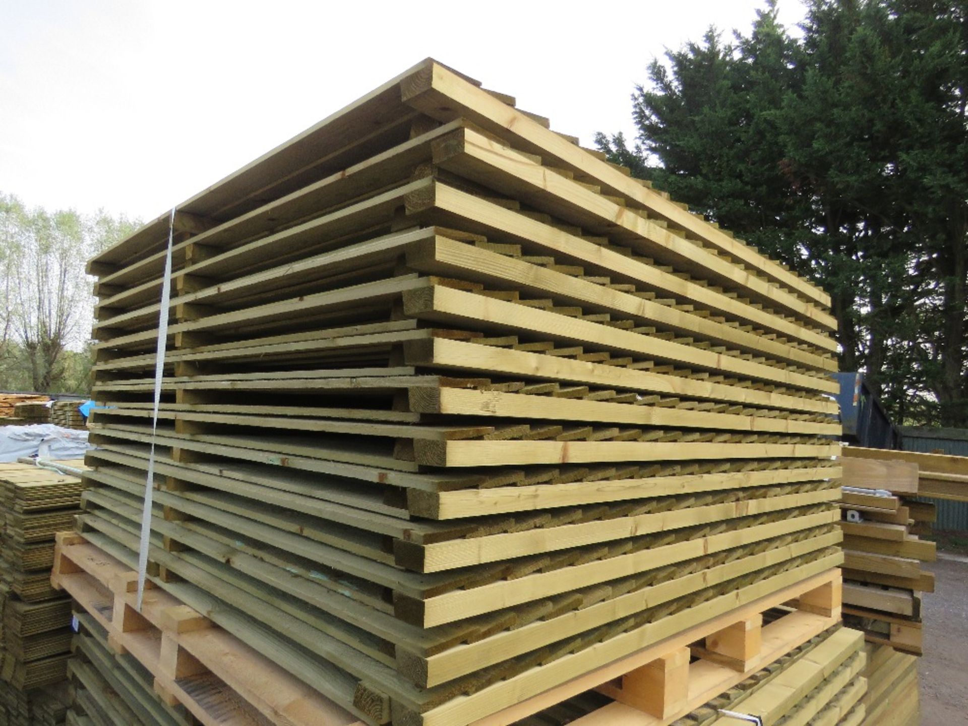 26NO FEATHER EDGE CLAD FENCING PANELS, PRESSURE TREATED, 1.8M X 1.83M APPROX.