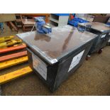 ARMORGARD MOBILE TUFFBENCH WORKBENCH WITH 2 VICES. HAS KEYS. SOURCED FROM LARGE CONSTRUCTION COMPANY