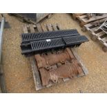 CAST IRON MOLD SECTIONS PLUS 2 X DRAIN GULLEY GRILLES.