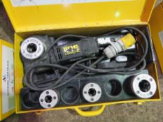 REMS AMIGO 110V PIPE THREADER SET IN BOX. SOURCED FROM LARGE CONSTRUCTION COMPANY LIQUIDATION.