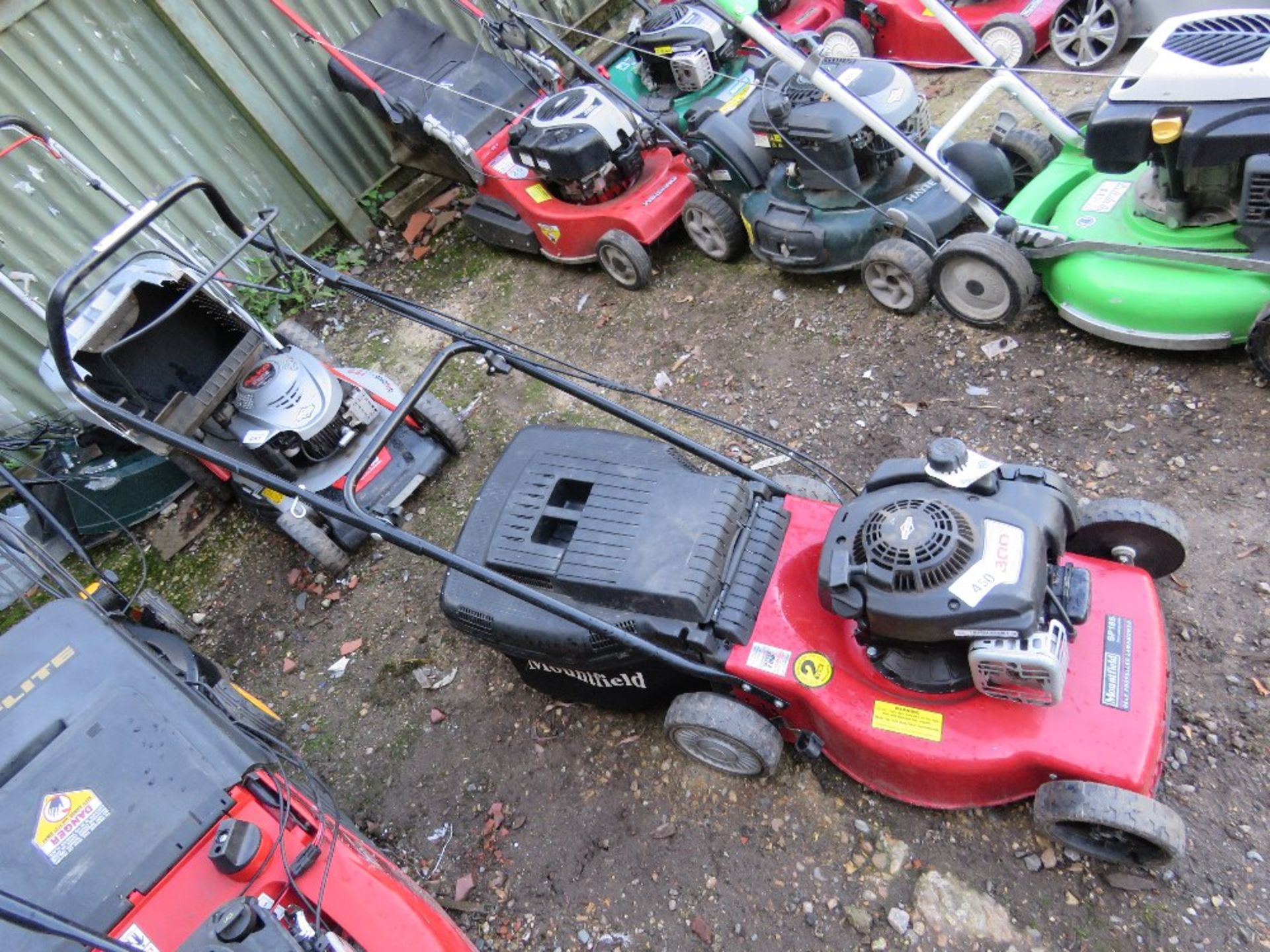 MOUNTFIELD PETROL ENGINED ROTARY LAWNMOWER. WITH COLLECTOR. THIS LOT IS SOLD UNDER THE AUCTIONEE